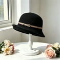 thumbnail image 2 of Women's Summer Hats Elegant Summer Short Brim Packable Cloche Bucket Church Sun Hat sun hats for women Black One Size, 2 of 3