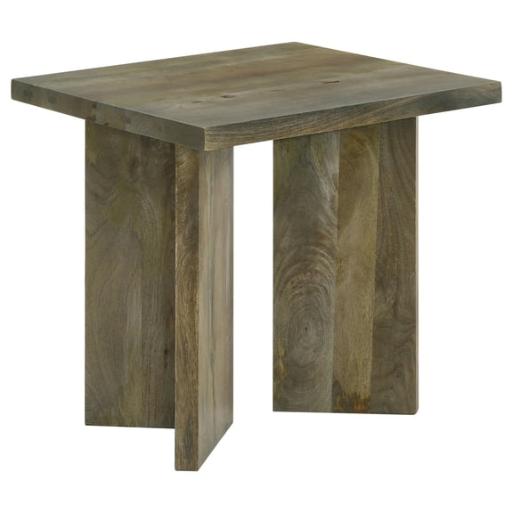 Pemberly Row Farmhouse Rectangular Solid Wood End Table Mango Brown