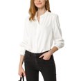 thumbnail image 2 of INSPIRE CHIC Women's Stand Collar Button Down Long Sleeve Shirts, 2 of 7