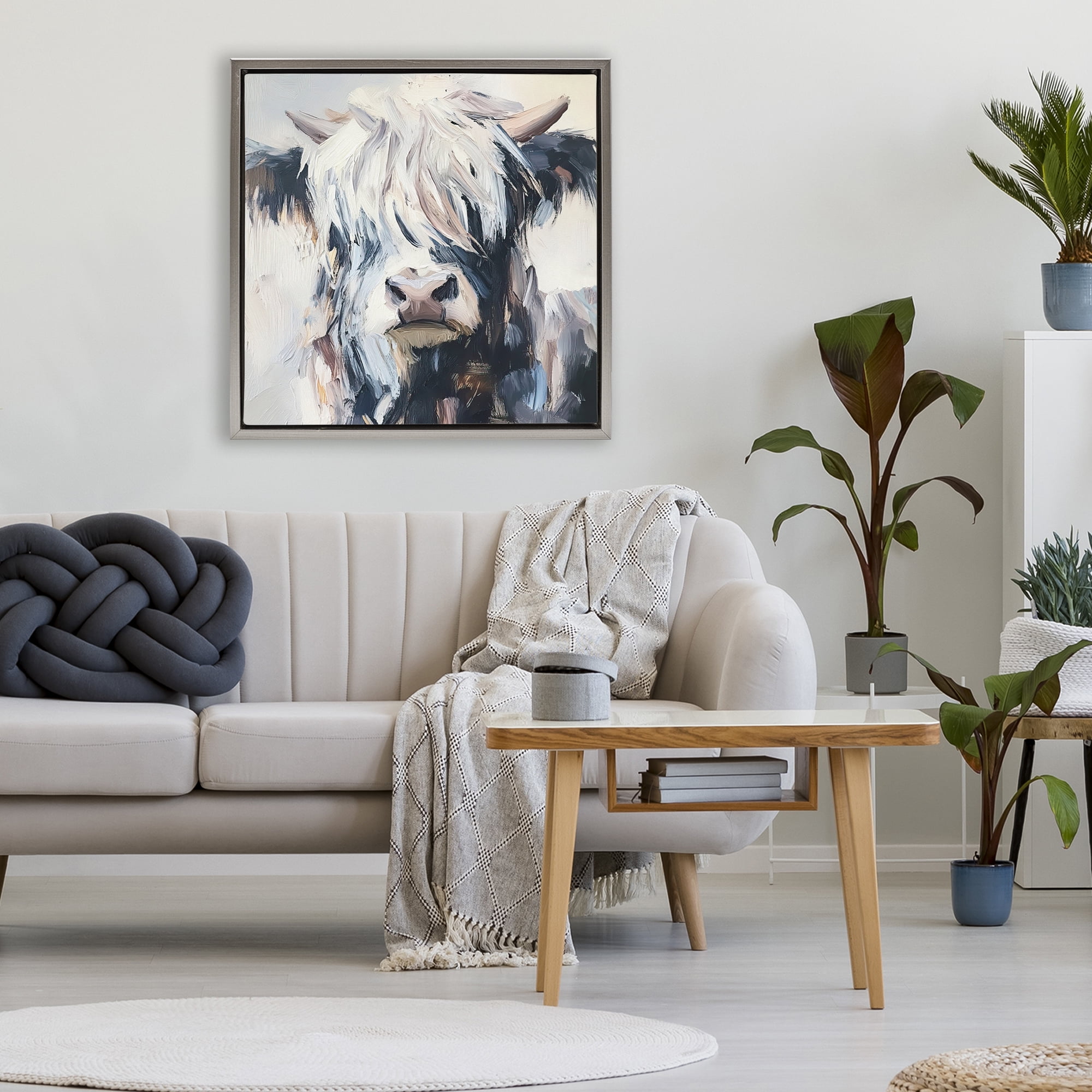 Stupell Industries Scruffy Little Highland Gray Framed Floater Canvas Wall Art, design by Tina LeCour