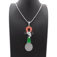 thumbnail image 4 of iJewelry2 Egyptian Afro-Flag Colored ANKH Cross with Queen Nefertiti Motif Silver Tone Box Chain Pendant Necklace 18'', 4 of 5