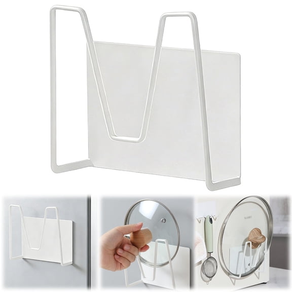 Magnetic Pot Lid Holder for Refrigerator,1 Pack Strong Magnetic Pot Lid Organizer for Cutting Board, Baking Tray & Pan Covers, Kitchen Cabinet Organizer, Stainless Steel Moveable Kitchen Storage Rack