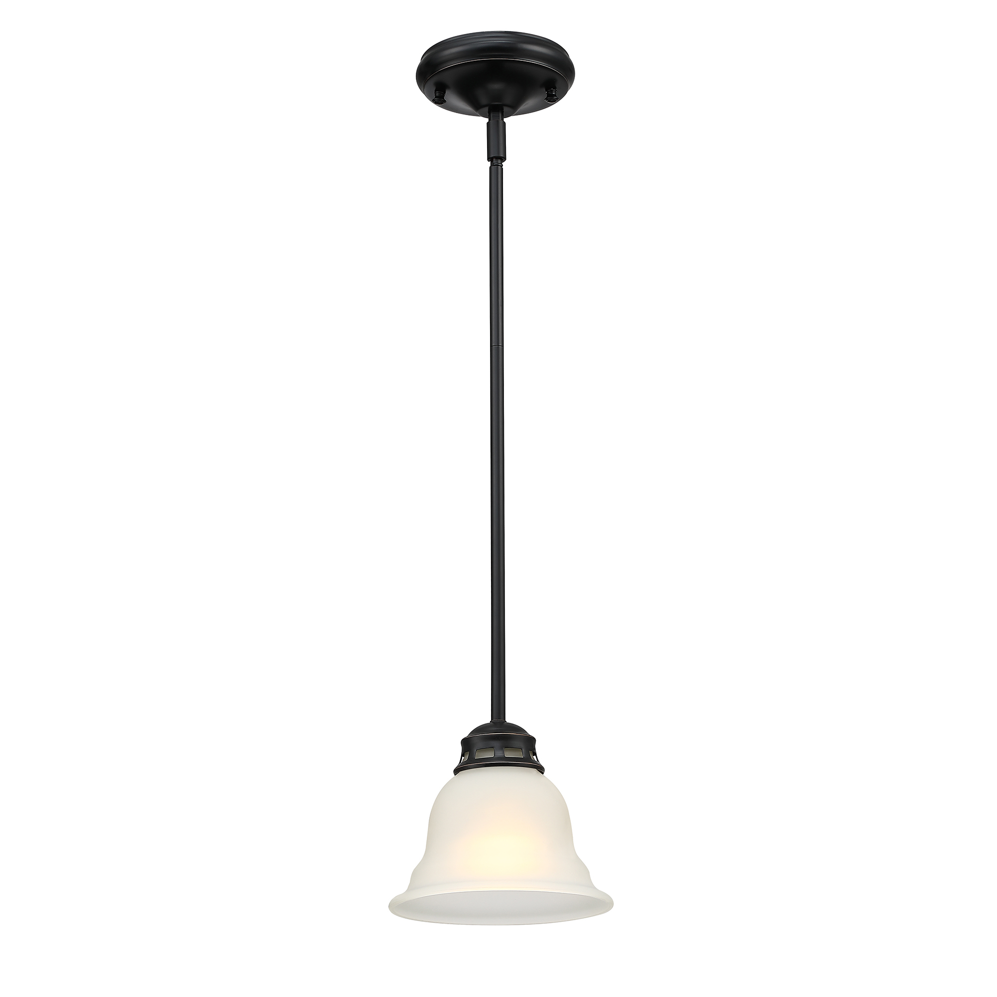 Dark Bronze Mini Pendant Lighting Vintage Ceiling Mount Hanging Light Fixture for Kitchen, Living Room, Dining Table, Barswith Glass Bugle Shade