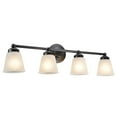 thumbnail image 2 of Aspen Creative 62015-2, Four-Light Metal Bathroom Vanity Wall Light Fixture, 15 1/2" Wide, Transitional Design in Bronze with Frosted Seeded Glass Shade, 2 of 3