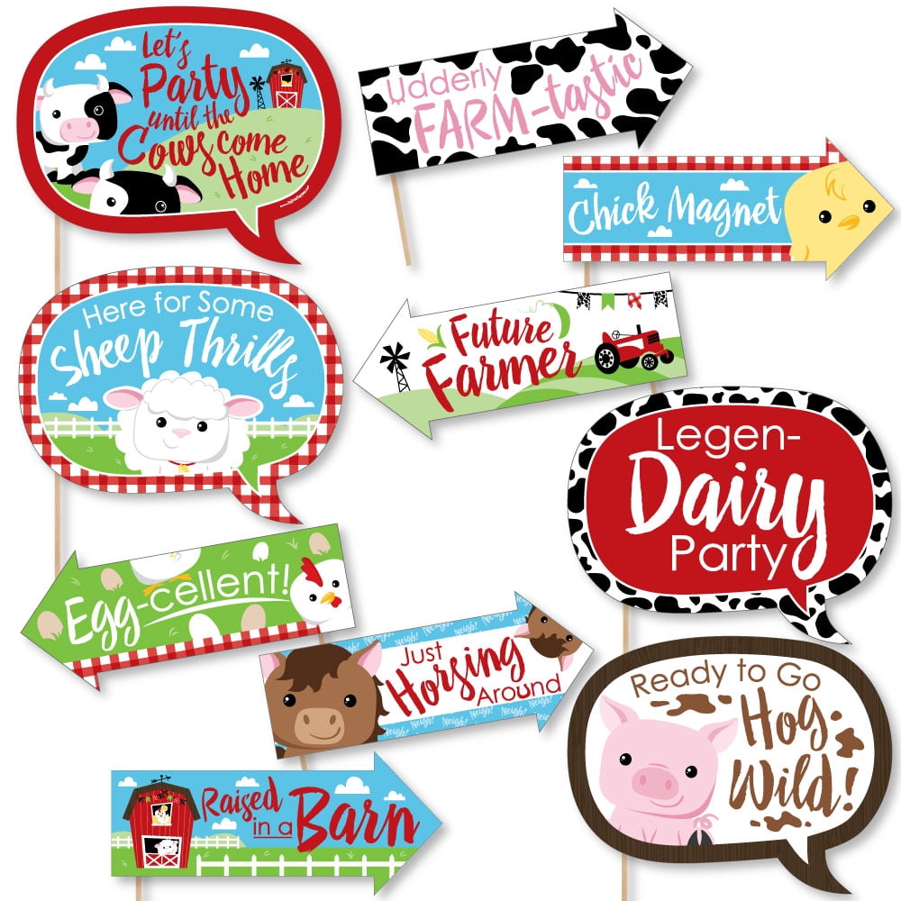 Funny Farm Animals - Baby Shower or Birthday Party Photo Booth Props ...