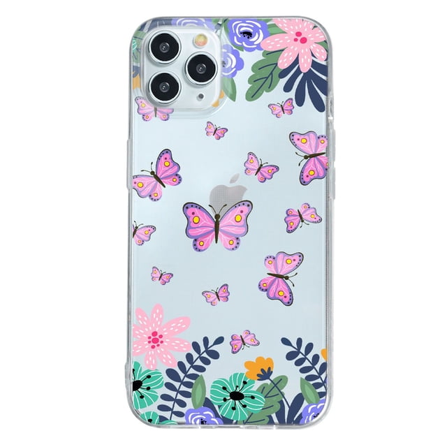 Funda Antigolpes Para iPhone 12 Pro Max mariposas y flores, Uso Rudo, InstaCase Protector para iPhone 12 Pro Max antigolpes, Case anticaídas mariposas y flores