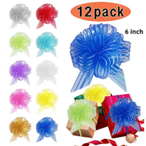 12 Pieces Large Pull Bow for Gift Wrapping Ribbon Pull Bows for Presents Valentine Wedding Baskets for Wrapping Boxes Flower Decorations(Mixed Color)