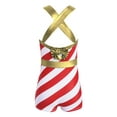 thumbnail image 2 of iiniim Kids Girls Christmas Dance Costume Sleeveless Stripes Print Leotard Bodysuit Dancewear, 2 of 7