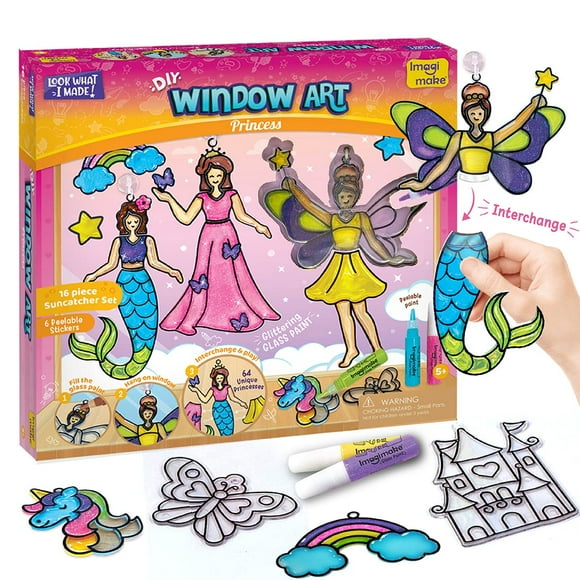 Imagimake Window Art Princess | Suncatcher Kit | Arts and Crafts for Kids Ages 6-8 | Girls Toys Age 6-8 | Unicorn Gifts for Girls Age 6-8 | 7 Year Old Girl Birthday Gifts