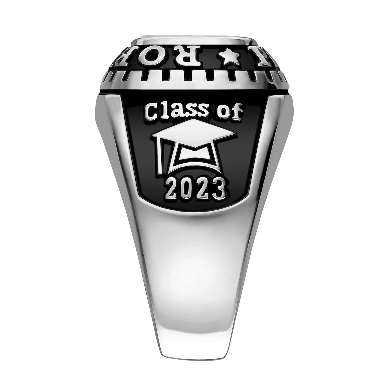 Order Now for 2025 Graduation, Freestyle Women's Class Ring - Onyx, Carnelian, Lapis, Mother of Pearl Genuine Stone, Personalized, High School or College Graduation