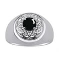 thumbnail image 1 of RYLOS Men's Rings 14K White Gold Designer Gypsy 7MM Round Gemstone &  Sparkling Diamond Ring Cabochon Onyx October  Size 13, 1 of 5