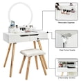 thumbnail image 4 of Hassch Simple Wood Dresser Makeup Table with Round Mirror & 4 Drawers, White, 4 of 10