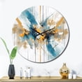 thumbnail image 1 of Designart "Elegance Teal Gold Fusion" Minimalism Oversized Wall Clock, 1 of 6