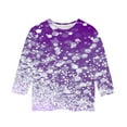 thumbnail image 4 of GA WEIHUA Kids Summer Tunic Tops Night Sparkly Glitter Printed T Shirts Loose Soft 3/4 SleeveTees Blouses Cute Crewneck Dressy Casual Shirts(Purple,3 Years), 4 of 4