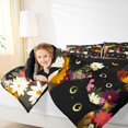 thumbnail image 4 of Feelyou Kawaii Black Kitten Queen Comforter Set, Rustic Groovy Flower Bedding Sets, Cute Cartoon Animal Reversible Bedding Comforter Set, Super Cozy Room Decor, 3-Piece, 4 of 8
