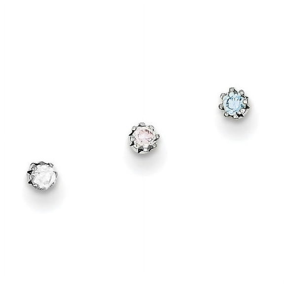 Primal Gold 10 Karat White Gold 1.5mm Set Of 3 Nose Studs