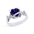 thumbnail image 3 of Heart Shape Simulated Alexandrite In 14K White Gold Over 925 Sterling Silver Ring Size 7, 3 of 5