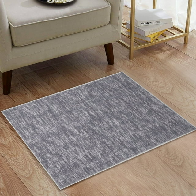 YUSAZENS 2 x 3 Modern Solid Area Rug Machine Washable, Non-Slip Low-Pile Door Mat for Entryway, Laundry, Soft Floor Mat for Home, Office, Living Room Gray