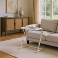 thumbnail image 2 of Pemberly Row Plateau de Salle à Manger TV Pliant Réglable avec Porte-Gobelet Blanc, 2 of 6