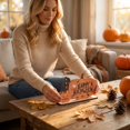 thumbnail image 4 of Halloween Party Decorations, Halloween Centerpiece, Pumpkin Decorations for Home, Cute Ghost Decor, 6.5X4 Inch Wooden Freestanding Sign with Jack O Lantern and Haunted Mansion, 4 of 4