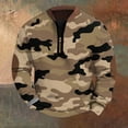 thumbnail image 3 of Men's Fashion Casual Half Zip Camouflage Sweatshirt, Loose Fit Long Sleeve Hoodie, Military Style Streetwear for Outdoor, Christmas, Fall Winter, Hiking and Camp,Light Brown,L, 3 of 7