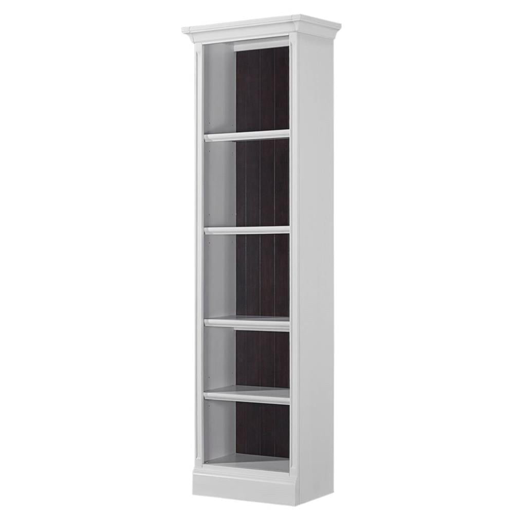 Bowery Hill 24" Farmhouse Acacia Solid Wood Bookcase in Effortless White