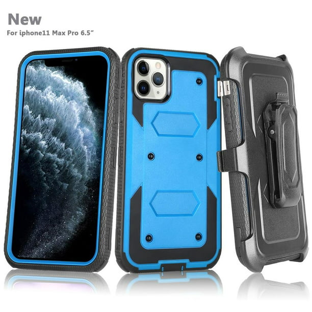 Apple Iphone 11 Case Rugged Built In Screen Protector Guard Holster Clip Cover Blue Walmart Com Walmart Com
