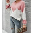 thumbnail image 4 of Drop Shoulder Color Block Sweater Pink Large, 4 of 5