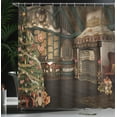 thumbnail image 3 of Ambesonne Christmas Shower Curtain, Winter Celebration, 69"Wx84"L, Taupe Brown, 3 of 4