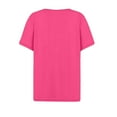 thumbnail image 3 of MIXUE Womens Summer Tops Summer Solid Color V Neck Buttons Short Sleeve Pullover Tee Shirts Streetwear,Pink,XXL, 3 of 4