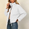 thumbnail image 5 of Quilted Puffer Jacket for Women Ribbed Collar Long Sleeve Zip Front Casual Everyday Jacket, 5 of 8