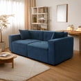 thumbnail image 6 of 79" Teddy Velvet Big Sofa, Soft Couch with Hybrid Foam, Furniture Couch with Ergonomic Support for Living Space, Blue, 6 of 9