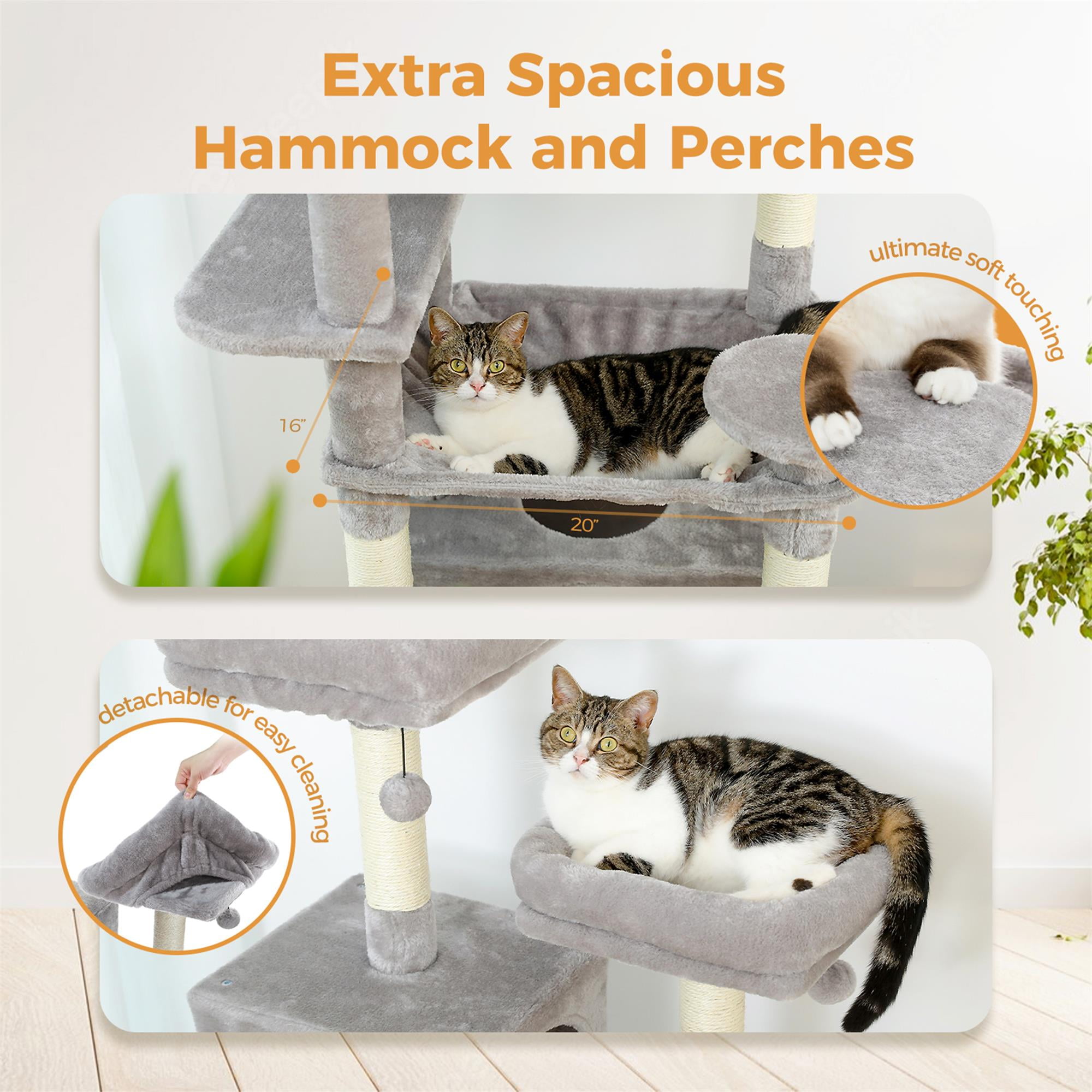 Pefilos 72" Cat Tree Tower for Large Cats, Indoor Cat Condo with Sisal-Covered Scratching Posts and Pads, 2 Padded Perch, Gray Pefilos 72" Cat Tree Tower for Large Cats, Indoor Cat Condo with Sisal-Covered Scratching Posts and Pads, 2 Padded Perch, Gray