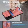 thumbnail image 4 of Allytech for Samsung Galaxy S23 2 in 1 Detachable Wallet Case, Retro PU Leather Ring Kickstand Card Slots Case for Women Men, Strong Magnetic Shockproof Anti-Scratch Slim Case - Pink, 4 of 11