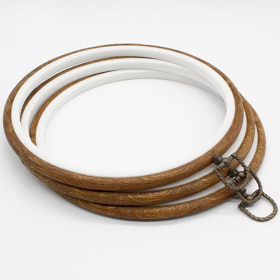 ABPETE 3Pcs 9 Inch Round Embroidery Hoops Imitated Wood Cross Stitch Hoop, Circle Display Frame for DIY Christmas Ornament, Art Craft Sewing