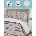 thumbnail image 4 of Cartoon Car Full Size Down Alternative Comforter, Lightweight Comforter Quilt Bedding Set with Pillow Shams Funny Red Black Fire Truck Print Vintage All Seasons Bed Comforter Duvet Insert 78"x90", 4 of 7