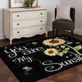 thumbnail image 4 of You Are My Sunshine Area Rug 3x5 Washable Rug Non Slip Yellow Sunflowers Cute Bees Heart Black Large Area Rug Indoor Floor Carpet for Entryway Bedroom Kitchen Living Room Home Office Dining Room, 4 of 8