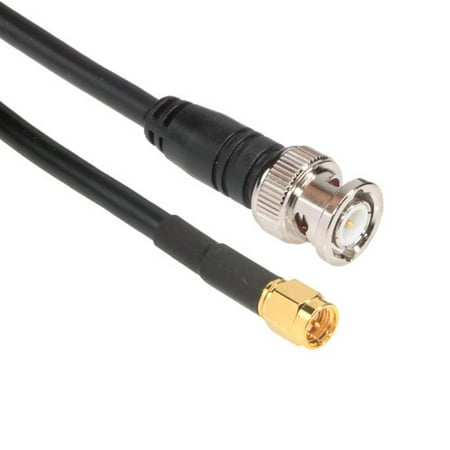 Amphenol Cable Assemblies - Amphenol CO-058SMAX200-005 Black RG58 SMA Coaxial Cable Assembly, 50 Ohm, Male to Male, 5'
