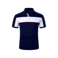 thumbnail image 1 of ORQ Men Striped Turn-down Collar Short Sleeve Fashion Polo Shirt, 1 of 4