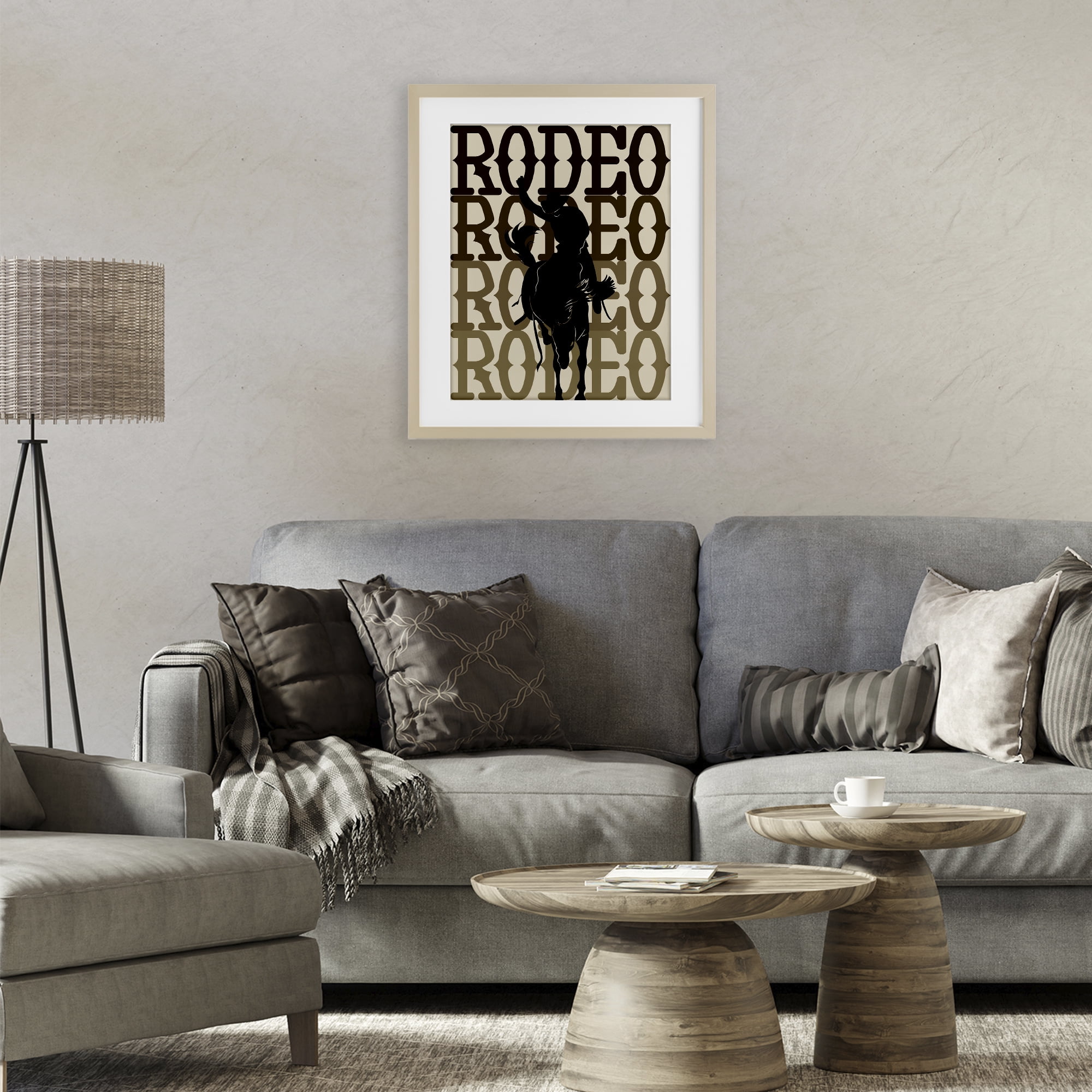 Stupell Industries Rodeo Gradient Cowboy Birch Framed Print Under Glass, design by CAD Designs