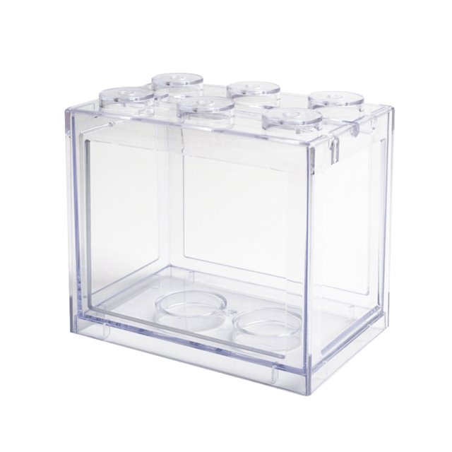 Mini Aquarium de Bureau USB LED Boîte à Poissons Blocs Empilés
