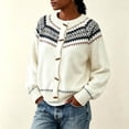 thumbnail image 5 of Rrxhxhs Cardigan Sweaters for Women Crew Neck Fair‑Isle Jacquard Toggle Closure Long Sleeve Retro Nordic Knit Cover Up, 5 of 6