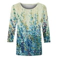 thumbnail image 4 of Azrian Plus Size Blouses Women's Fashion Printed T-shirt 3/4 Sleeves Blouse Round Neck Casual Tops, 4 of 5