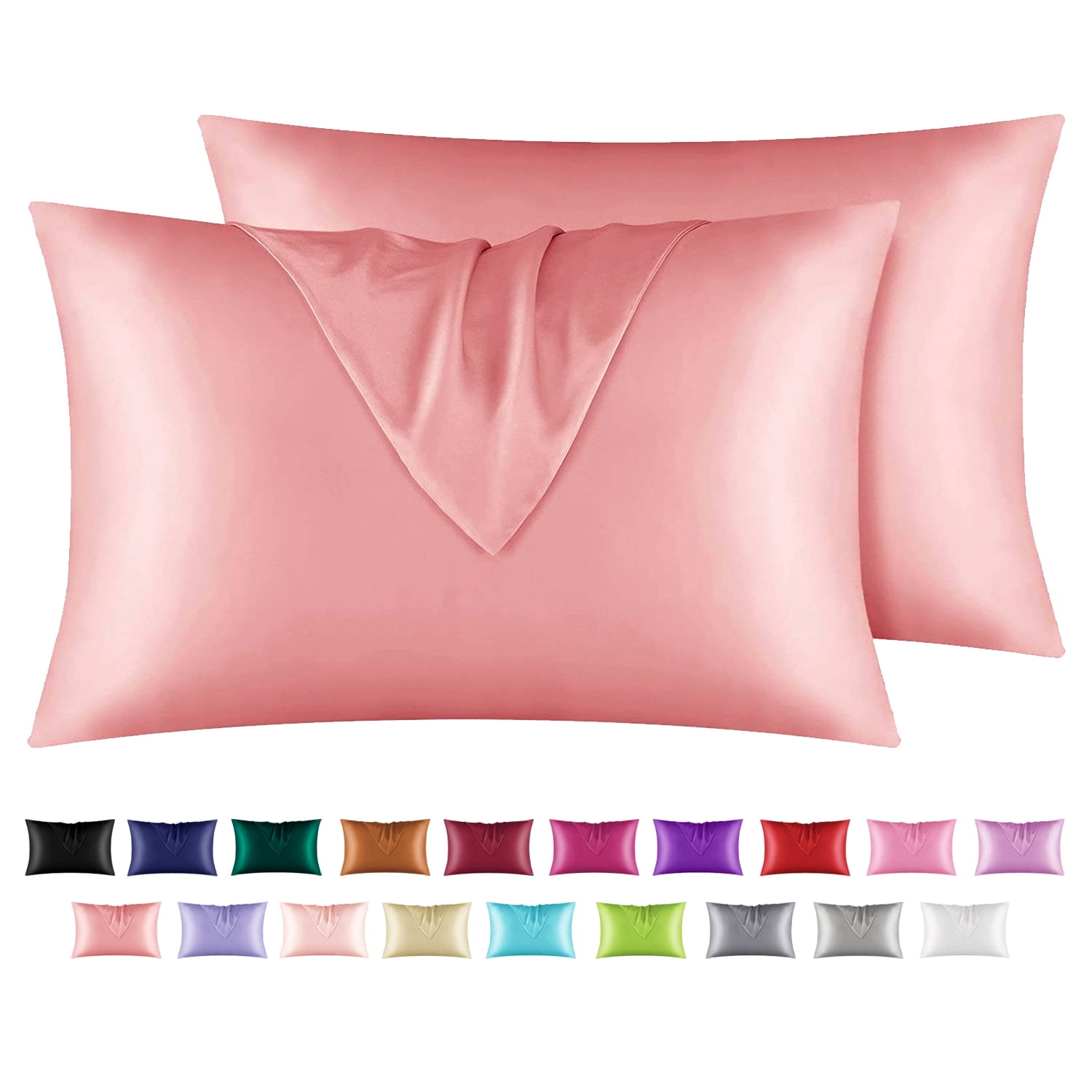 Astarin Satin Silk Pillowcase for Hair, Warm Pink King Size silk pillow, Satin Pillow Covers 2