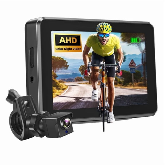 1080P Bicycle Rear View Camera with 4.3Inch Monitor,Night Vision Bicycle Bike Mirror for E-Bike, Mountain and Road Bikes