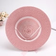 thumbnail image 6 of Women's Glitter Straw Sun Hat with 3D Floral Bowknot and Faux Pearl Accent Featuring Wide Brim Foldable Design Light Purple, 6 of 8