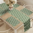 thumbnail image 2 of Ambesonne Geometric Table Runner & Placemats, Peacock Feathers, Placemat 4 pcs + Runner 12"x90", Pistachio Green Tan, 2 of 2