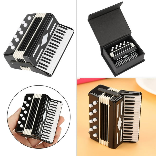 Miniature Accordion Model, Exquisite Handmade Lifelike Look with Delicate Storage Box, for Home Office Decoration Photography Props Gift