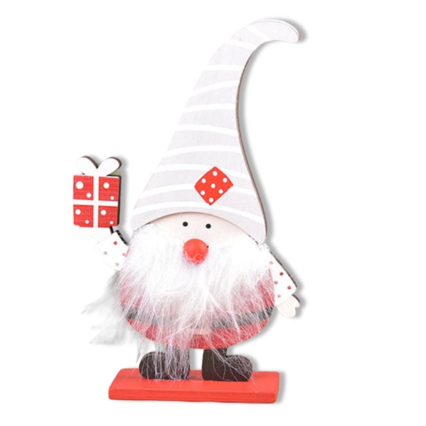 Matsuzay Muñeco de Papá Noel de Feliz Navidad de madera, decoración de dibujos animados, barba, adorno de mesa, pequeño accesorio, colección Kits de decoración para fiestas gris Matsuzay HA009124-02