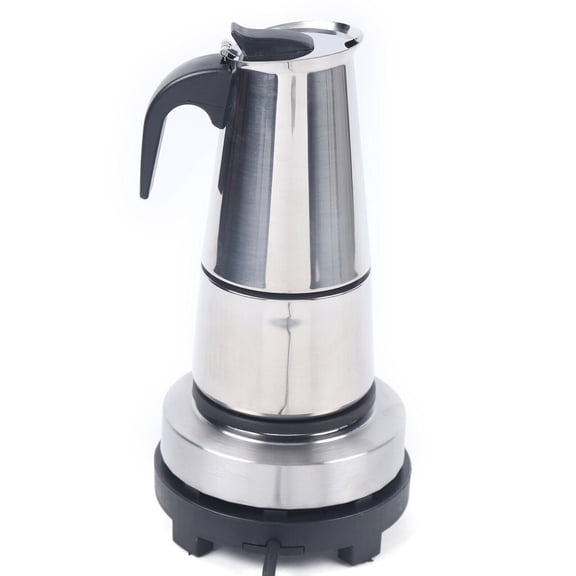 6-Cup 300ml Electric Espresso Coffee Maker, Stainless Steel Moka Pot Coffee Percolators with Heating Base for Home